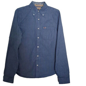 Hollister Icon Logo Pocket Striped Oxford Shirt Men's Size Small